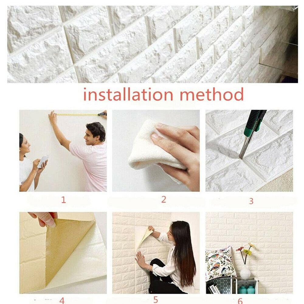 10/20 шт. плитка кирпичная стена стикер самоклеящиеся 3D пенопластовые панели обои художественный декор