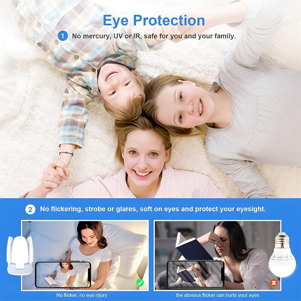 E27 LED Bulb Fan Blade Timing Lamp AC85-265V 28W Foldable Led Light Bulb Lampada For Home Ceiling Light