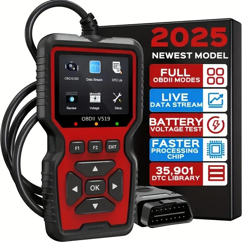 V519 OBD2 Сканер - Ручной Тестер Проверки и Диагностики Неисправностей Автомобиля с Отображением Данных в Реальном Времени, Тестом Аккумулятора и Другими Функциями - Питание от USB