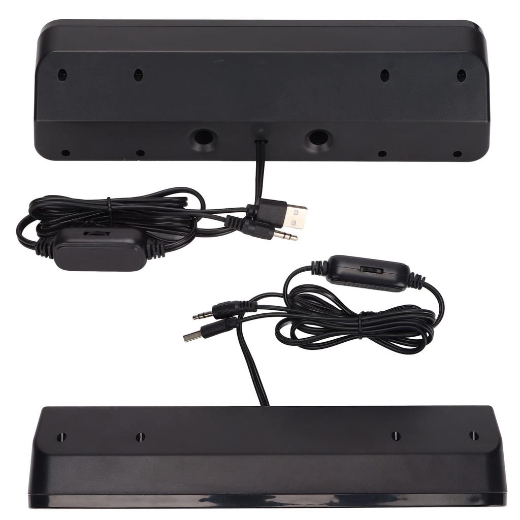 TV Soundbar USB Powered Plug HiFi Stereo Subwoofer TV Speaker Long Speaker for TV Desktop Computer 3.5mm