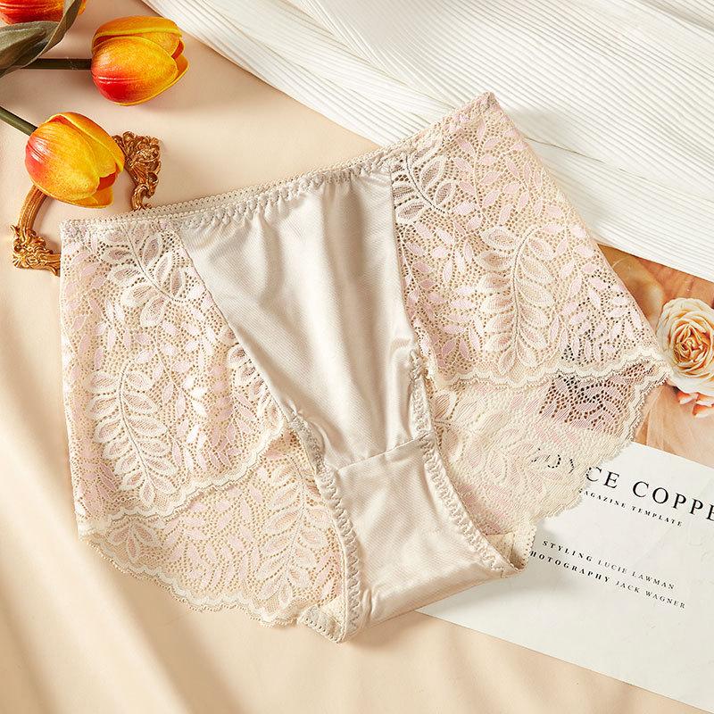 Плюс размер L-4XL Высокая талия Женские трусики Сексуальные кружевные полые трусики Нижнее белье Бесшовные женские трусы Ice Silk Splice Трусы