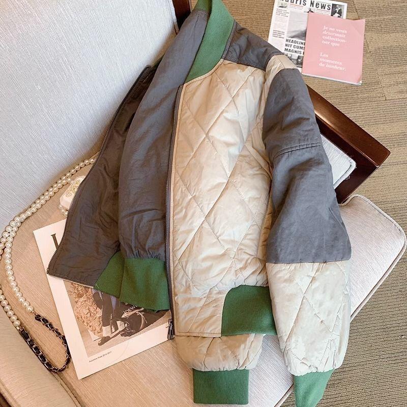 Уютная свободная хлопковая куртка в стиле пэчворк в гонконгском стиле для женщин на осень-зиму