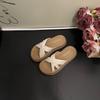 Thick-bottomed Cool Slippers for Women's Summer Wear, New Cross-strapped Flat-bottomed High-end Skirt One-word Slippers