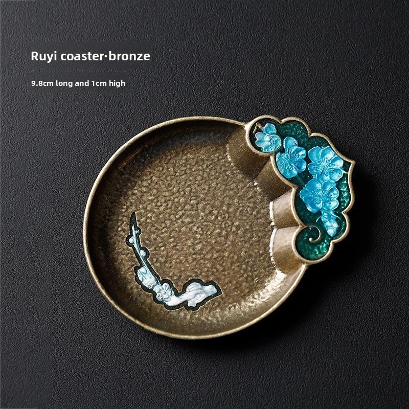 Японские Антикварные Медные Подставки под Стаканы Ретро Теплоизолирующая Подставка для Чашки Коврик Пад Китайская Церемония Кунг-фу Гунфу Чайные Подносы Посуда