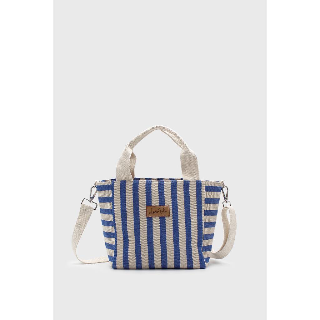 Women's Striped Mini Linen Tote Bag