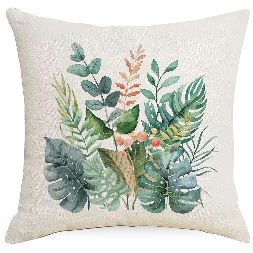 Summer Plant Leaves Pillow Simple Modern Tropical Plant Green Plant Pillow Sofa