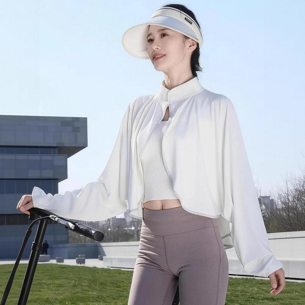 Sunscreen Shawl Women's Summer Shade Driving Cycling Air Conditioning Shirt Blouse Cloak Breathable Loose Long Sleeve Ice Silk Jacket