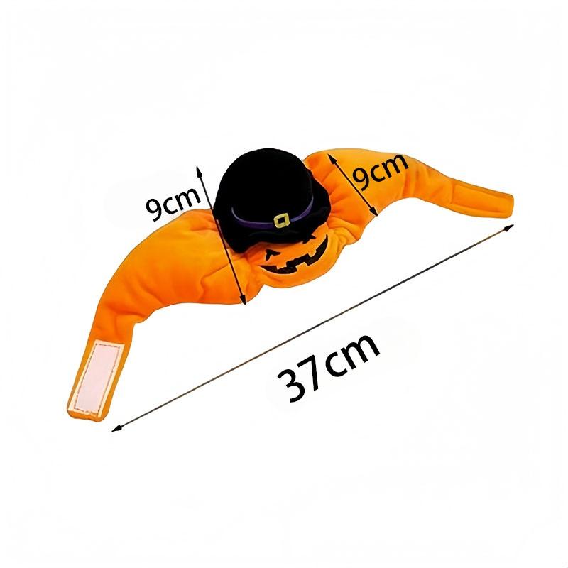 Halloween Cat Cap Pumpkin Plush Head Cover Cute Cat Woven Warm Headdress Pet Hat Kitten Cosplay Costume Accessories