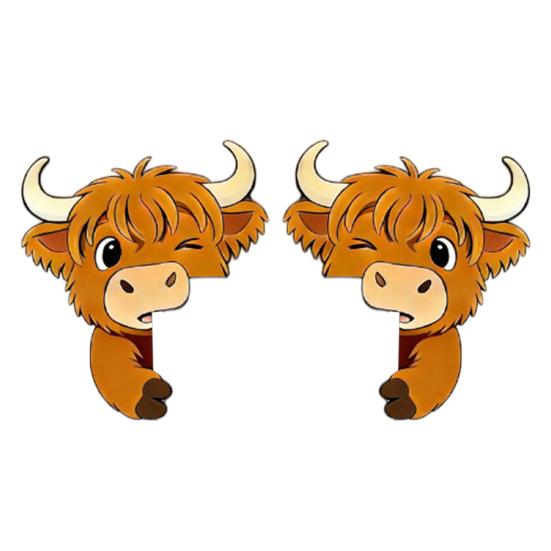 Cute Highland Cow Door Topper Small Wooden Door Frame Corner Sign Cartoon Cattle Computer Monitor Decor for Living Room Bedroom Office