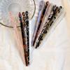 Chinese Style Floral Print Hair Sticks Vintage Acetate Resin Women Hairpins Clip Pin Headwear Wedding Jewelry Accessories