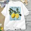 Summer Lemon T-shirt Retro Cottagecore French T-shirt Lemon T-shirt Vacation Beach T-shirt Casual Short-sleeved Top