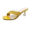 Fashion High Heels Slippers Female Summer Europe and America PVC Transparent Flip-flops Cone High Heels