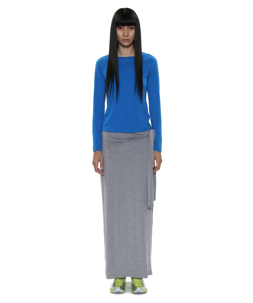 Partimento Woman Pwc Bow Tie Waist Jersey Maxi Skirt_8 Colors