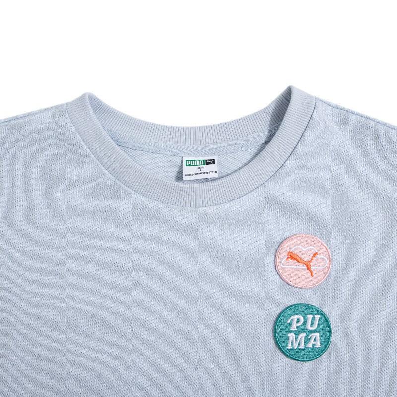 Puma Спортивная толстовка с круглым вырезом и вышитым логотипом, женская толстовка, синяя 536095-21