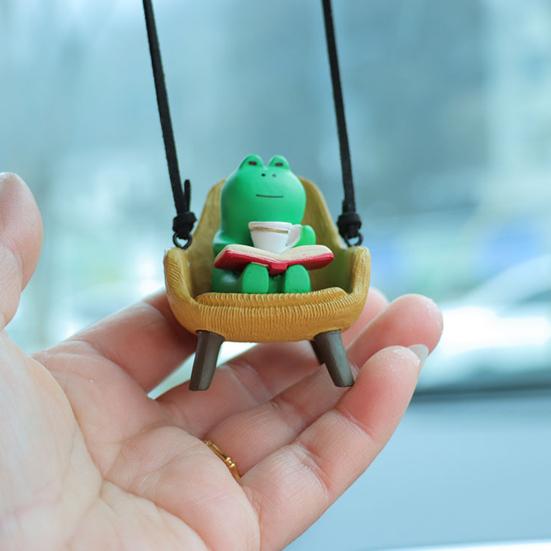Подвесное украшение, очаровательное украшение в виде мультяшной лягушки со шнурком, легкое вешание, украшение для зеркала заднего вида, подвеска для салона автомобиля