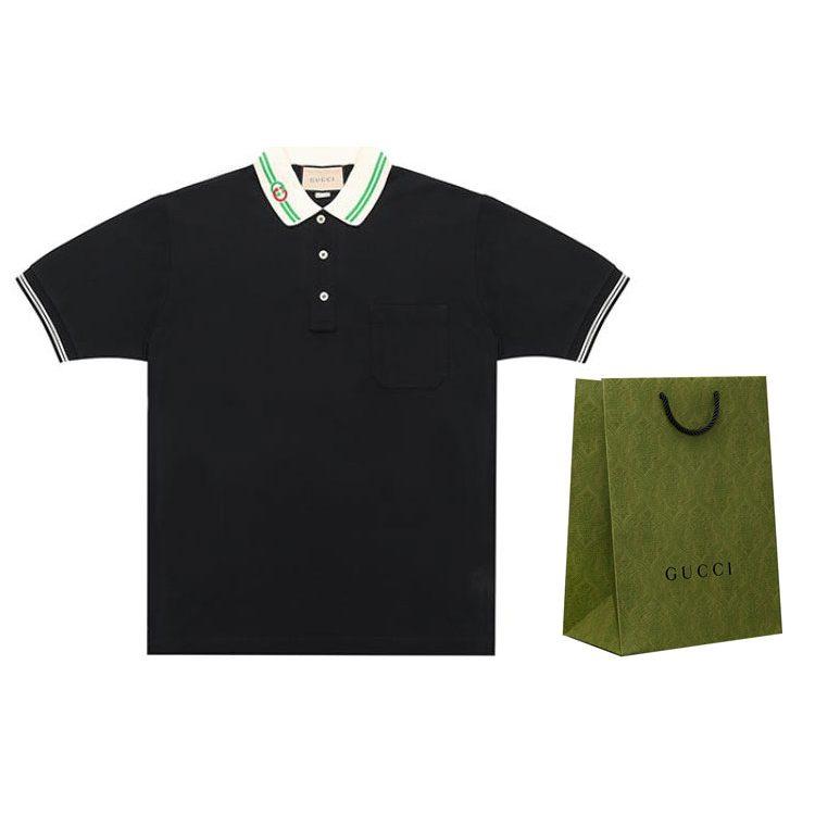Gucci Мужская хлопковая пике-поло с interlocking G Черный 658067-XJDI2-1043