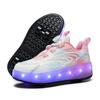 New LED Light Up Roller Skates Kids Unisex Rechargeable Dual Wheel Detachable Teenager Entertainment Casual Inline Skates