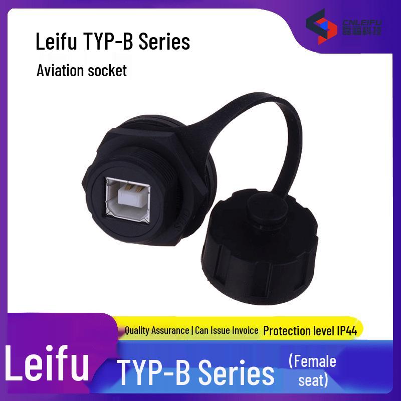 LEFU Тип B M20 USB 2.0 Розетка, Авиационный Штекер, Отверстие 20,8 мм (Без вранья)