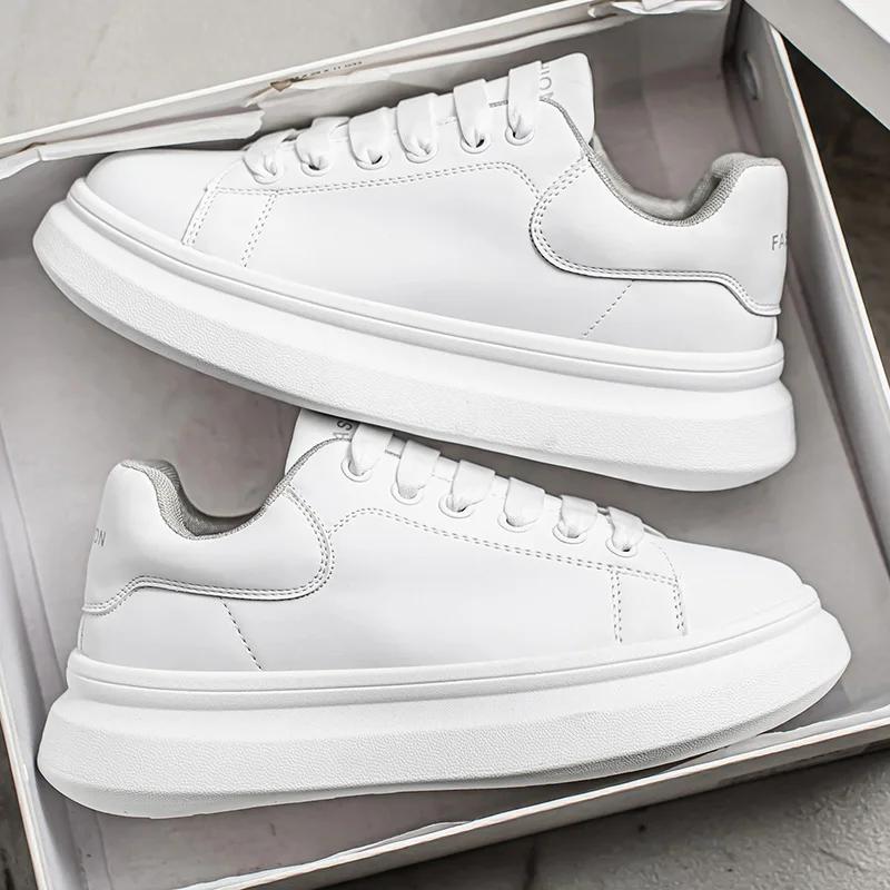 Men Casual Shoes Summer New Couple's White Shoes Women Same Style Board Shoe Increase Height Men's Footwear Rubber Sole Sneakers