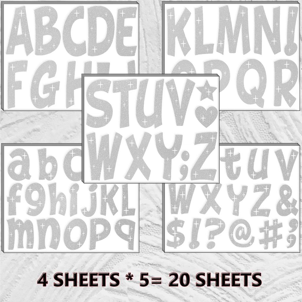 260 шт. Буквы для доски объявлений, 4 дюйма, блестящие, большие, наклейки, буквы для доски объявлений, самоклеящиеся, алфавитный плакат, буквы для класса, дома