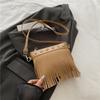 French retro fringed commuter bucket bag women's 2025 summer new soft-faced one-shoulder messenger fringed bag