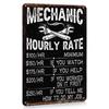 1pc Garage Rustic Wall Decor, Mechanic Hourly Rate Garage Car Sign Decor, Mechanic Car Man Cave Bar Vintage Man Cave Car