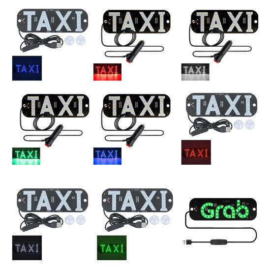 LED Indicator Light Waterproof Lamp with Car Windshield Light USB Power Taxi Sign Stickers for Ride-Hailing