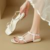 Fashion NEW Summer Women Sandals Split Leather Shoes for Women Open Toe Low Heel Shoes Callalily Modern Sandals Buckle Strap Flip-flops