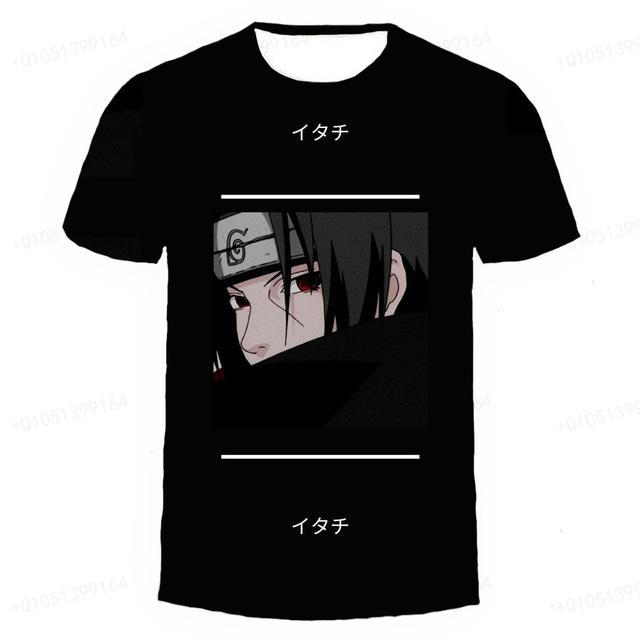 Футболки с героями мультфильмов для мальчиков и девочек, летняя детская уличная одежда с 3d принтом Наруто и короткими рукавами