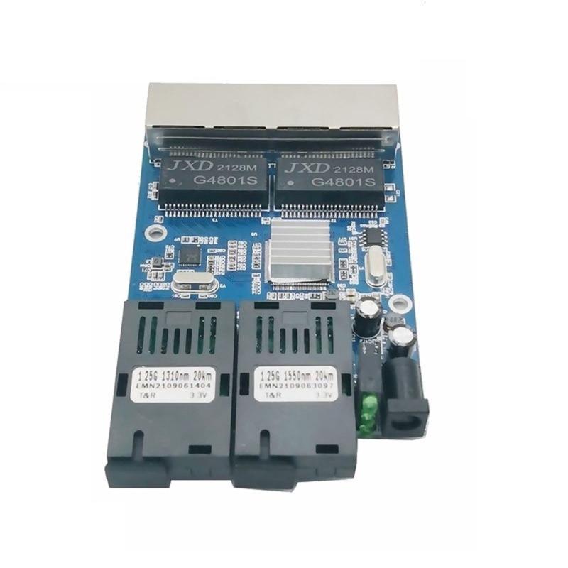 Коммутатор оптоволоконный 4 RJ45 UTP 4 RJ45 2G4E Гигабитный Оптоволоконный Медиаконвертер Ethernet Плата Передачи Данных