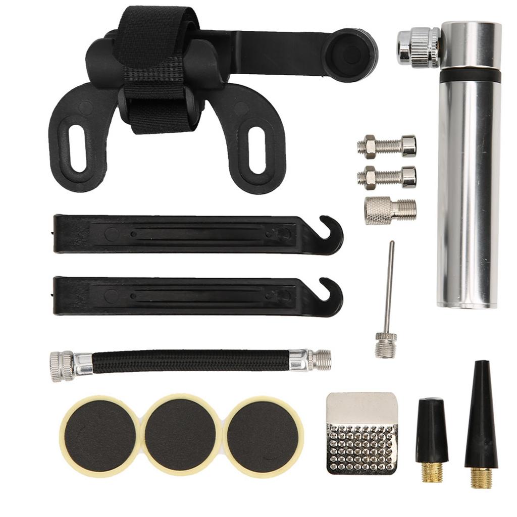 Bike Tire Repair Kit Mini Bike Pump Repair Kit Accessory for Road Mountain BikesSilver