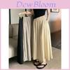 Cotton Blend Pleated Midi Skirt With High Waist For Women Spring