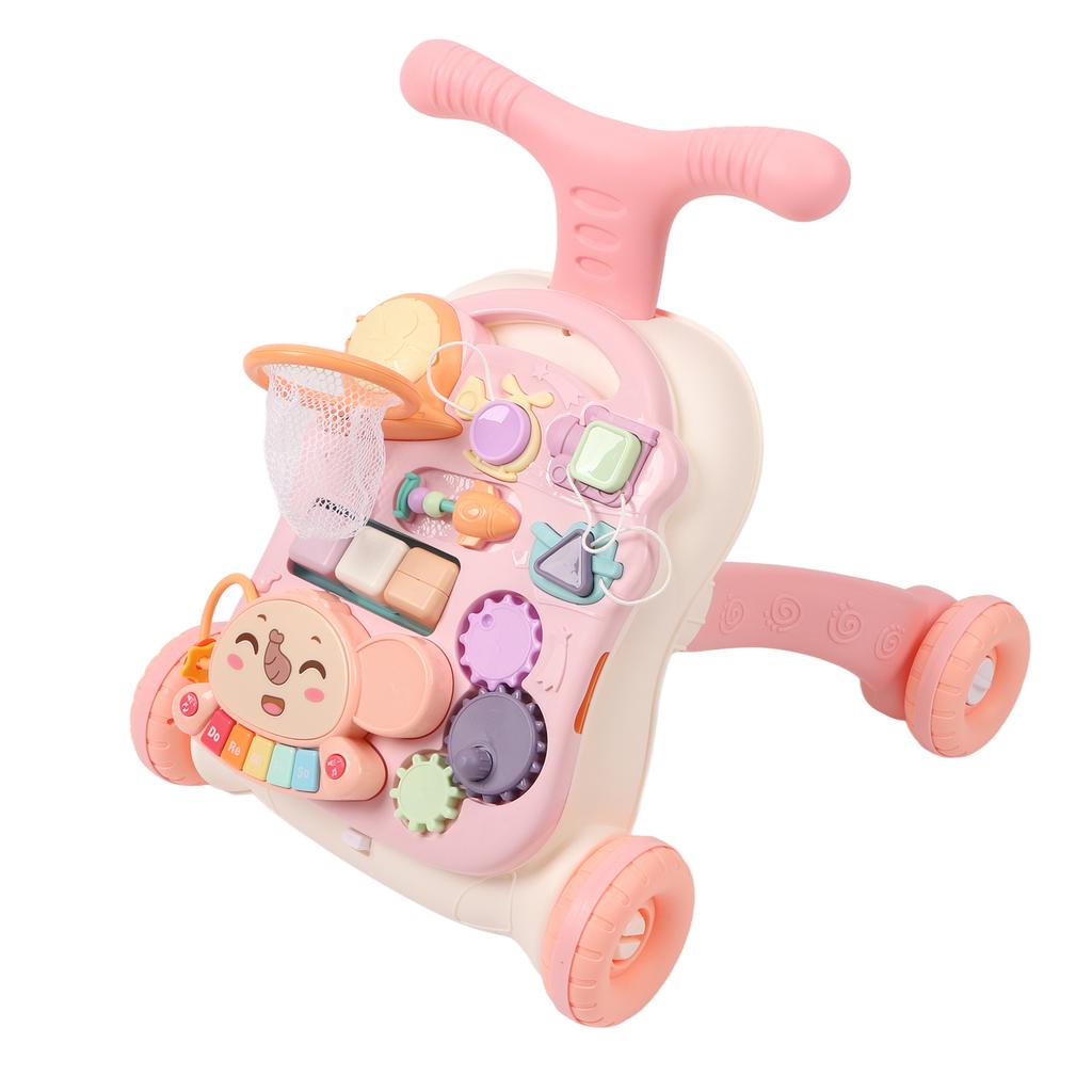 Baby Walker Detachable Piano Board Triangular Structure Play Panel Walk Learning Toy with Water Box