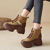 Fashion Mixed Colors Ankle Modern Boots Spring/autumn Lace-up Ladies Shoes 2024 Hot Sale Round Toe High Heel Concise Women's Boots