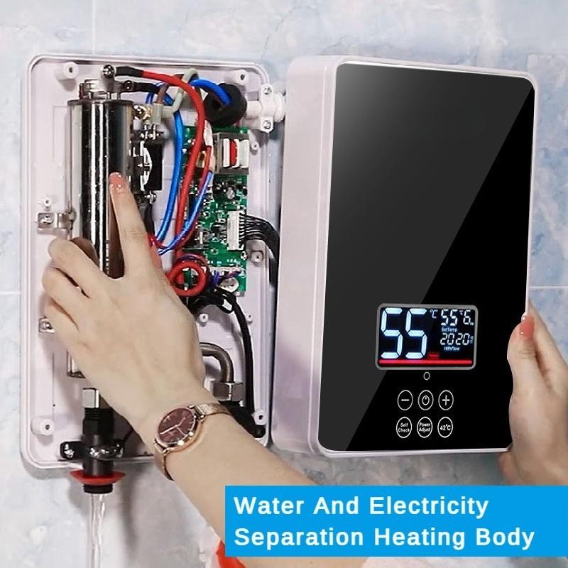 Маленький электрический водонагреватель мгновенного нагрева, бытовой, с постоянной температурой, с большим экраном, душевая машина, предотвращающая сухое горение, энергосберегающий водонагреватель