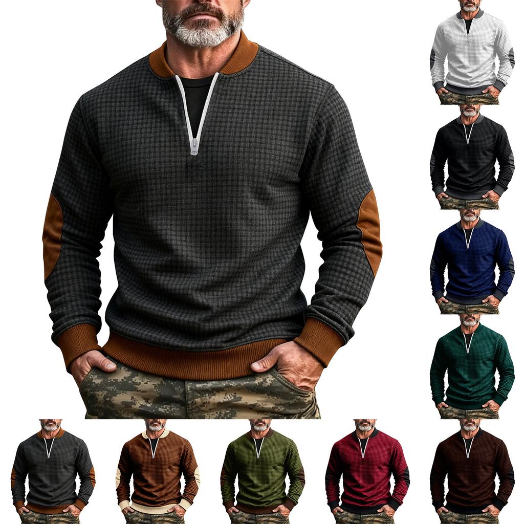 Men's Solid Color Half-Zip Sweatshirt Men's Sports Large Size Casual Sweatshirt