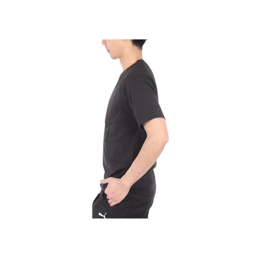 Puma Футболка Tech Pocket Tee, однотонная, повседневная, с круглым вырезом и коротким рукавом, мужская, черная 626155-01