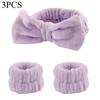 3pcs Adorable Bow Hair Band and Wristband Set, Soft Spa Headband for Washing Face, Makeup, Skincare, and Hair Styling