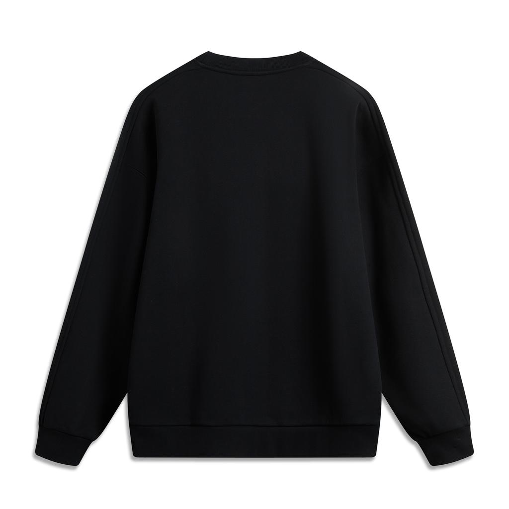 Li Ning Sports Lifestyle Series American Retro Letter Print Loose Pullover Удобный флисовый теплый спортивный повседневный свитшот с длинным рукавом AWDU979-4