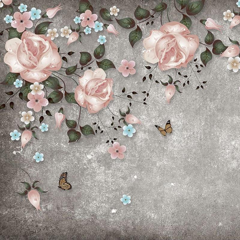 Фреска Ретро Роза Цветок Лозы Ручная Роспись Стены Живопись 3D Тиснение Гостиная ТВ Фон Домашний Декор Обои Цветочные