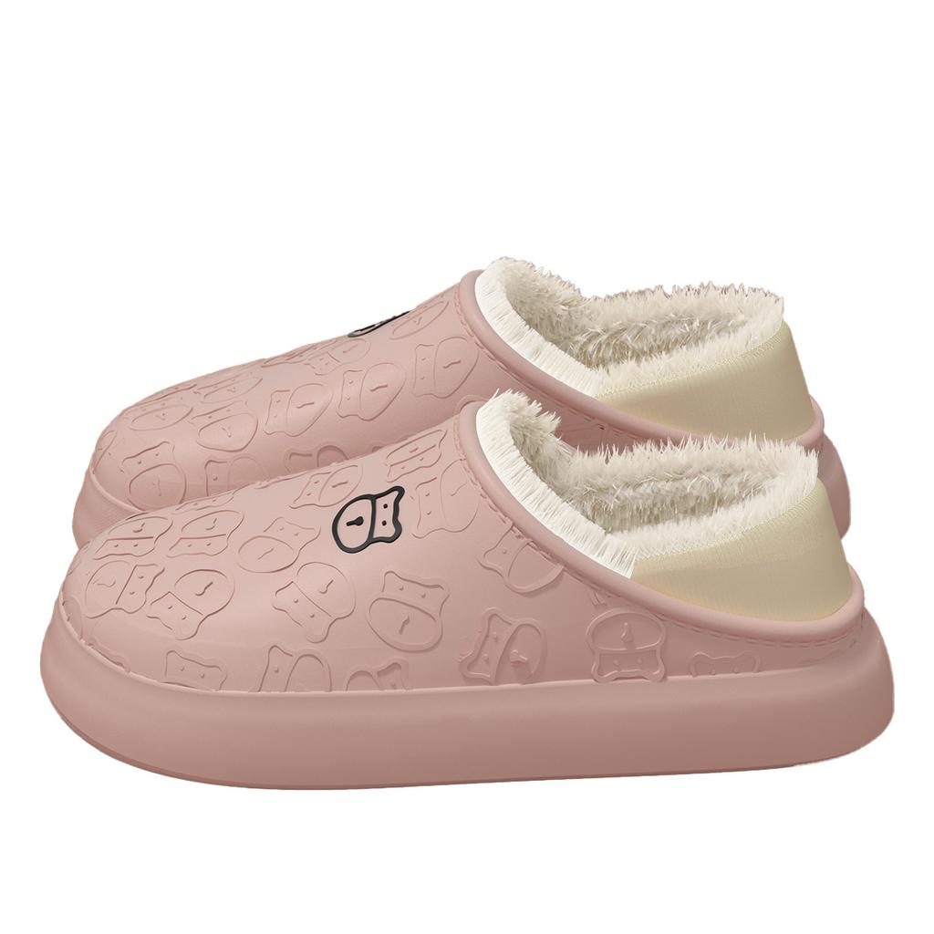 Spot waterproof cotton slippers women's winter home indoor household non-slip plush bag and platform cotton shoes men's winter