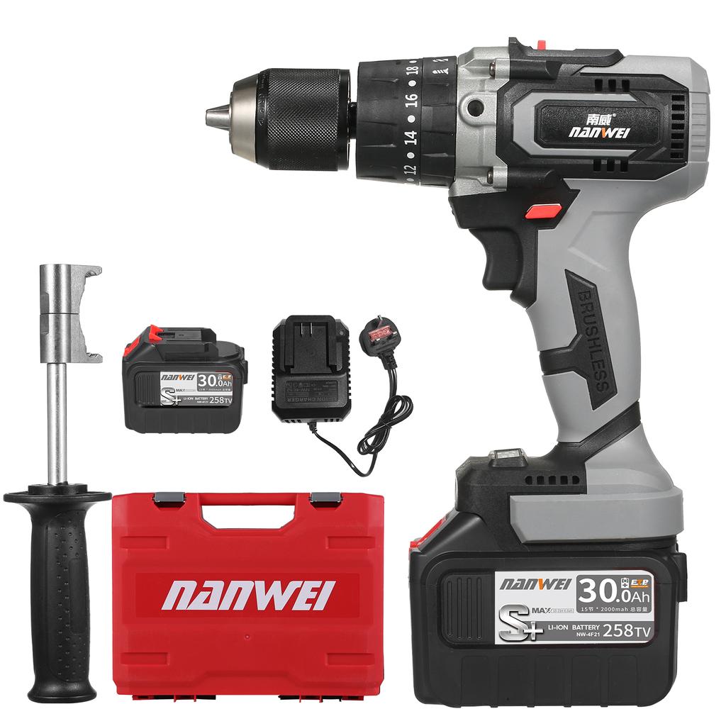 Аккумуляторная дрель-шуруповерт 21 В, максимальный крутящий момент 200 Нм, 20 + 3 положения, 0–2150 об/мин, переменная скорость, удар