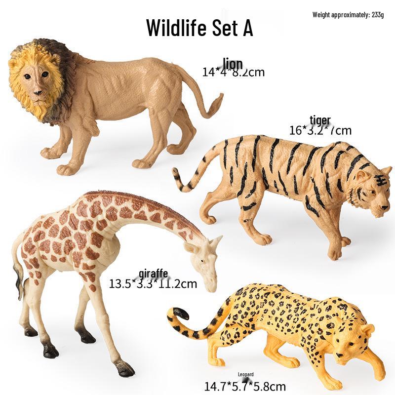 Kids' Wild Animal Figures: Lion, Tiger, Cow, Goat, Rhino, Horse, Leopard, Elephant - Plastic Educational Toys