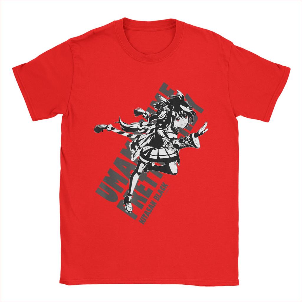 Umamusume Pretty Derby Kitasan Black Хлопковая футболка для мужчин Летние смешные футболки с круглым вырезом Модная крутая футболка Оверсайз топы