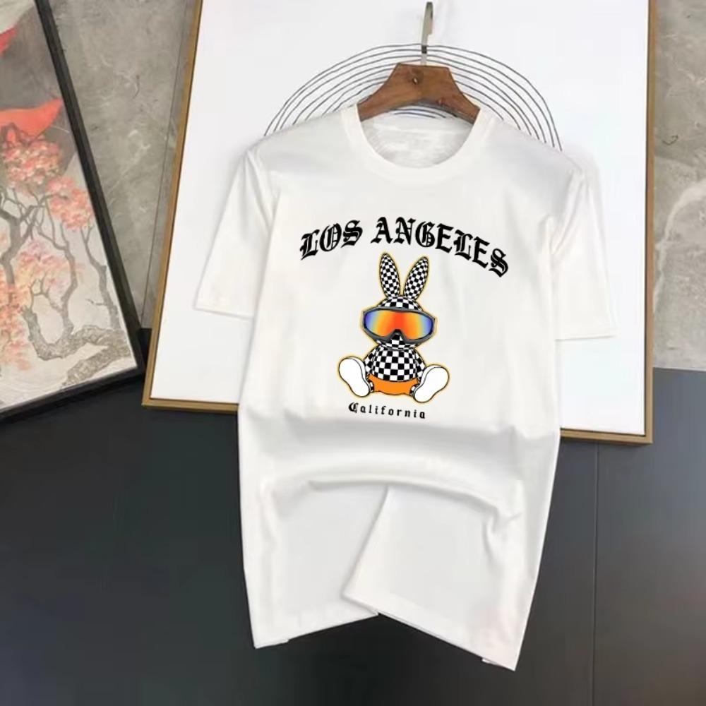 Футболка в стиле хип-хоп 2023 года, модная хлопковая футболка с рисунком кролика в мужском стиле с коротким рукавом, классические уличные топы в стиле Харадзюку для мужчин и женщин