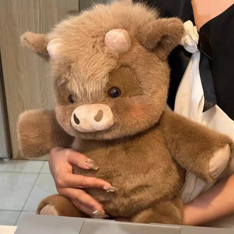 Кавайная кукла-телок из Хайленда, бегущая маленькая корова Su 45 см, плюшевая игрушка, игрушка-компаньон, подарок на праздник, декоративное украшение, в наличии