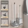 Wall-Mounted 3-in-1 Toilet Brush & Plunger Set with Base - Efficient, Angled Cleaning for Your Home.