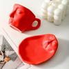 Face Shape Kissing Face Cups With Tray Coffee Cup Unique Artistic Ceramic Mug  Home Use
