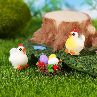 Милый мультфильм имитация куриных яиц миниатюрные фигурки креативный мини настольный автомобиль орнамент DIY украшения аксессуары дети