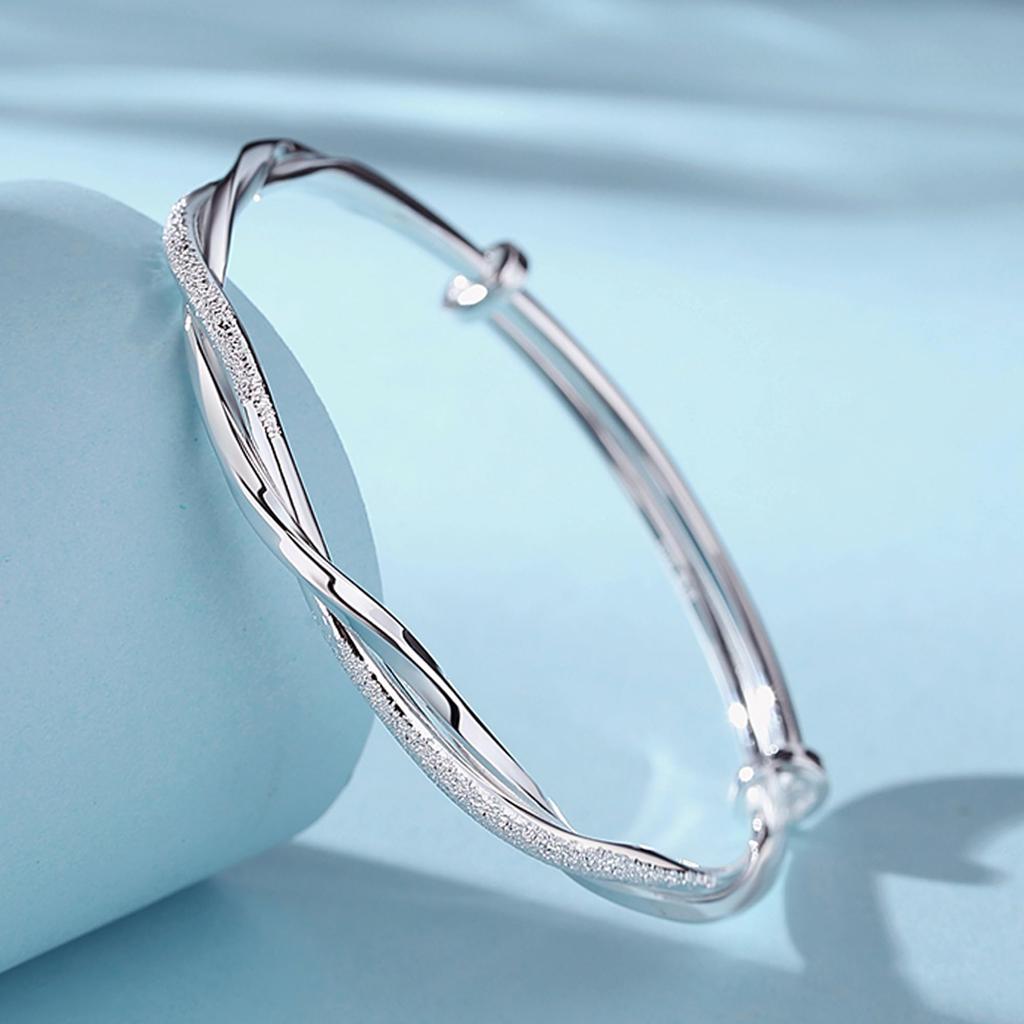 Mevius Intersecting Love Регулируемый сплав 17 г Высший сорт День рождения Популярный безопасный браслет аксессуары Ювелирные изделия [Silver Thunder] Женский Push/Pull